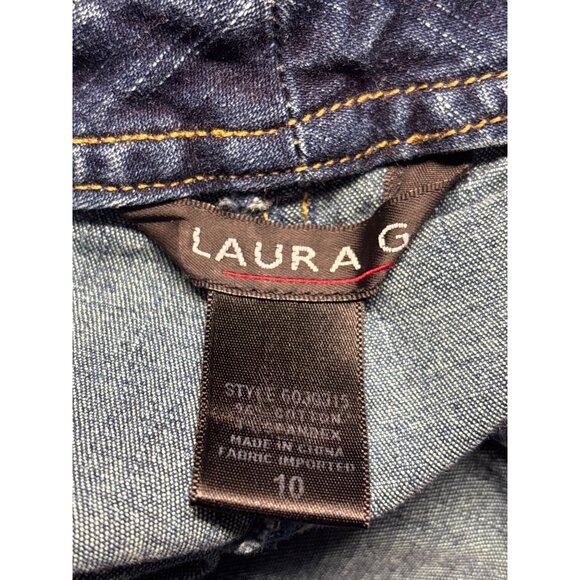 Vintage Y2K Laura G Womens Denim Ankle Straight Jeans Size 10 Front Slit - Picture 4 of 4